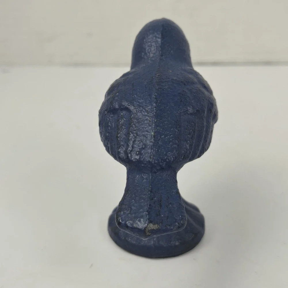 Vintage Cast Iron Blue Bird On Pedestal Paper Weight 3.5